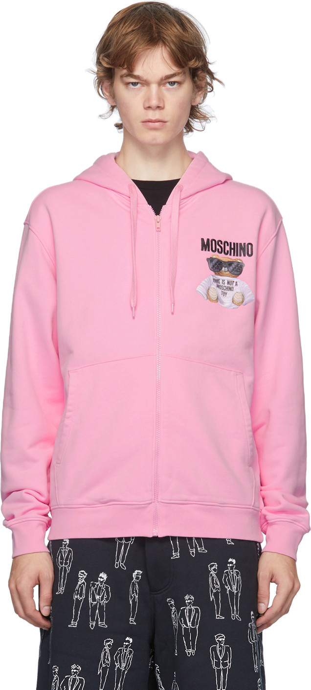 Moschino - Pink Embroidered Logo Hoodie