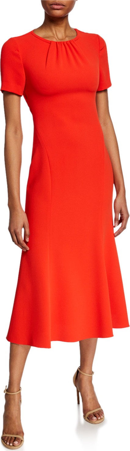 DIANE von FURSTENBERG Rose Short-Sleeve Midi Dress with Back Cutout