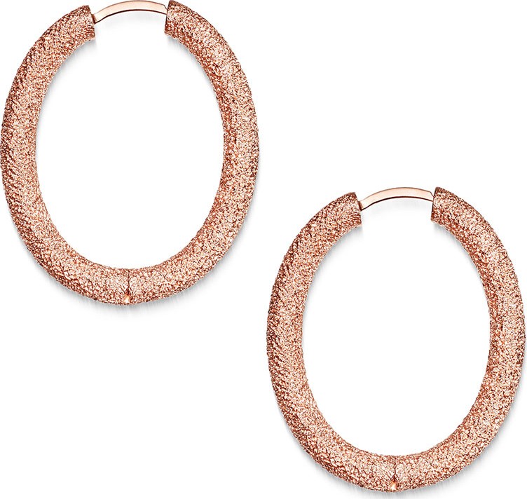 Carolina Bucci 18k Pink Gold Florentine Small Oval Hoop Earrings