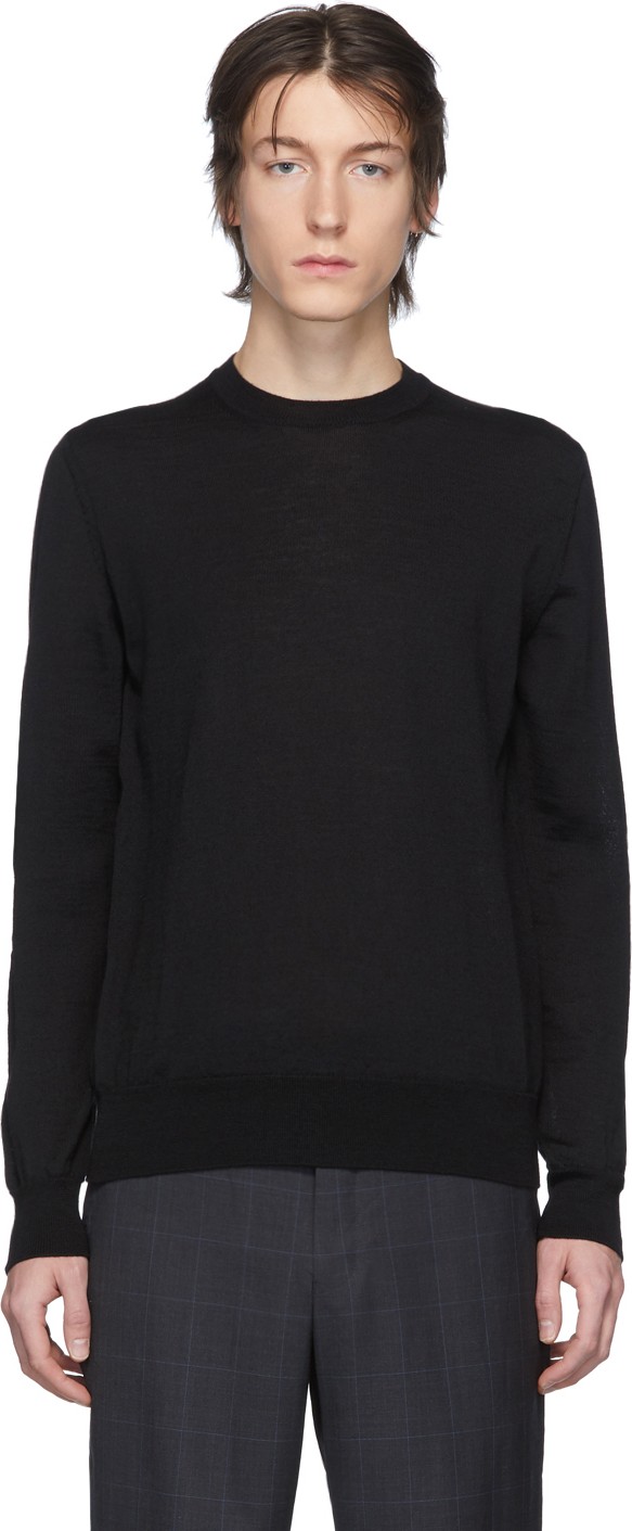 Comme des Garçons Homme Deux Black Worsted Wool Sweater