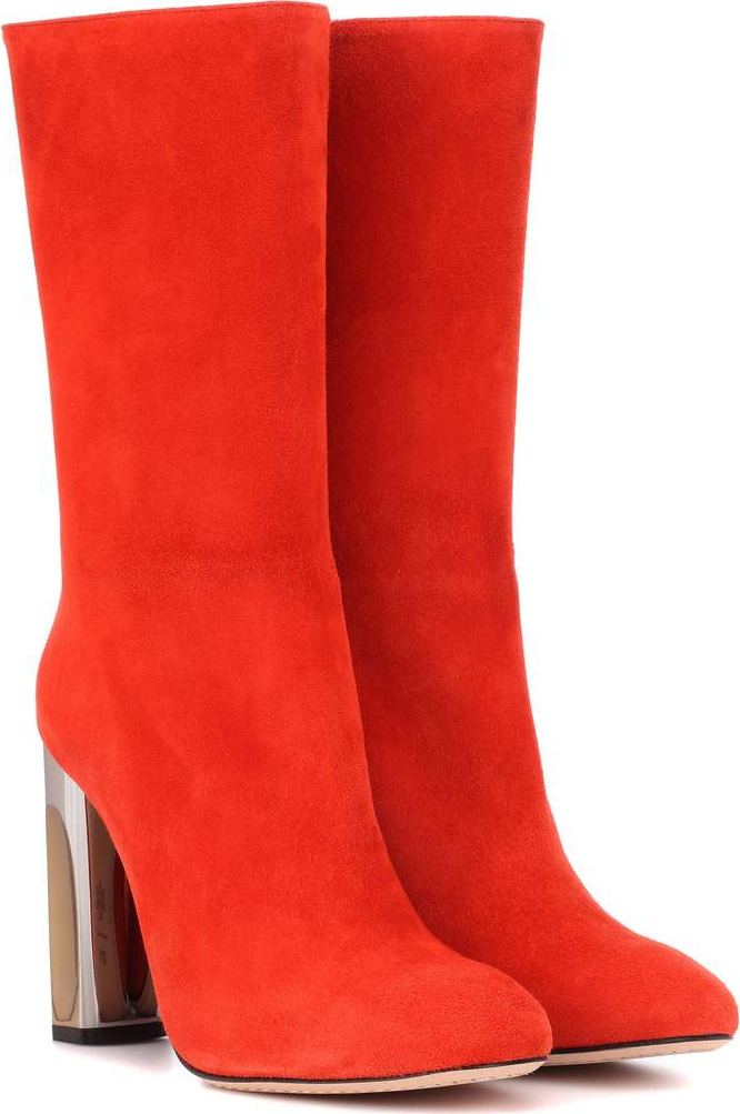 Alexander McQueen Metallic-heel suede boots