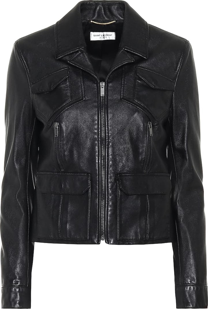 Saint Laurent Cropped leather biker jacket