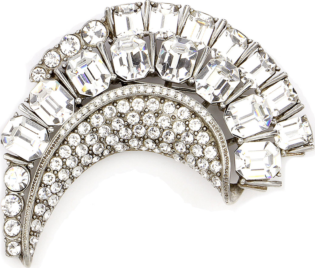 Ben-Amun Half-Moon Crystal Brooch