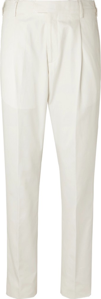 Caruso Tapered Pleated Cotton-Twill Trousers