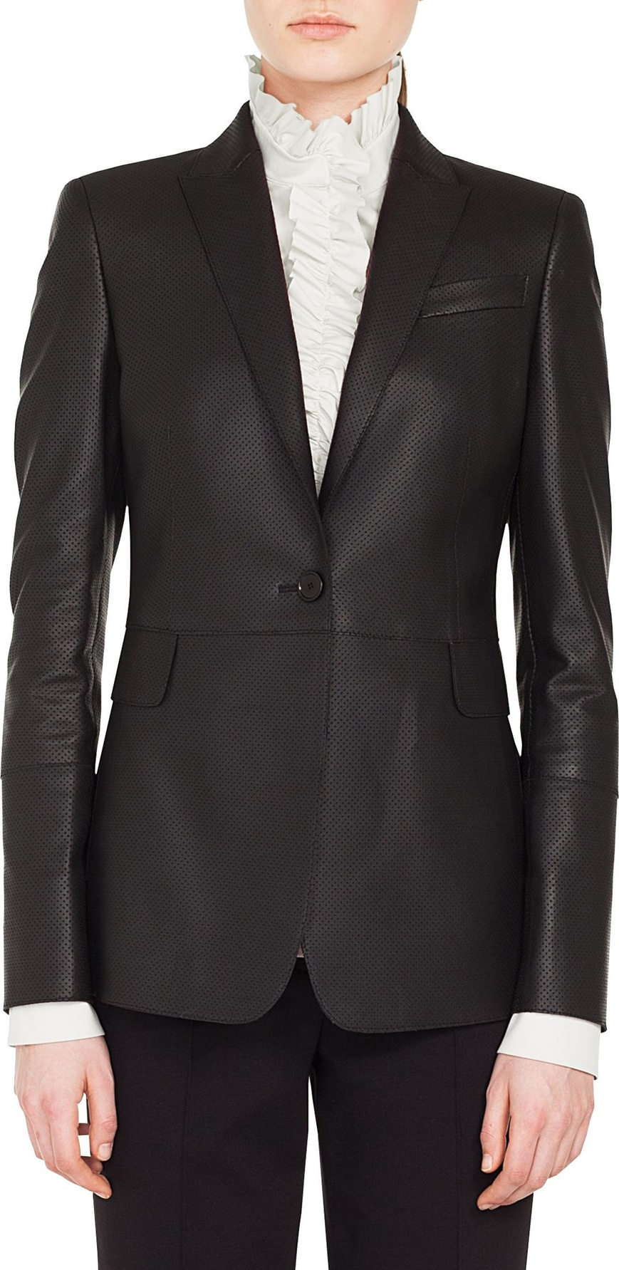 Akris Punto Perforated Leather Blazer