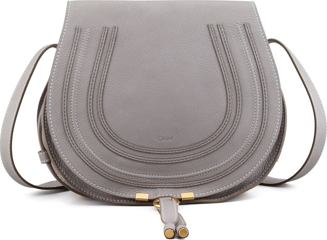 Chloe Marcie Medium Leather Crossbody Bag  Gray