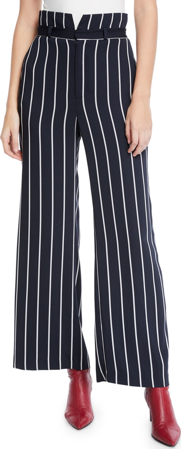Bardot Striped High-Waist Wide-Leg Pants