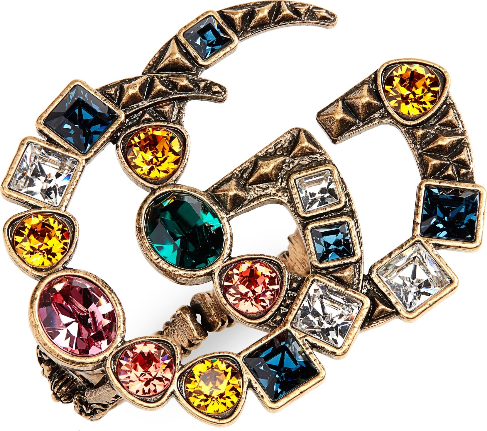 Gucci Fashion Show Double-G Colored Crystal Ring