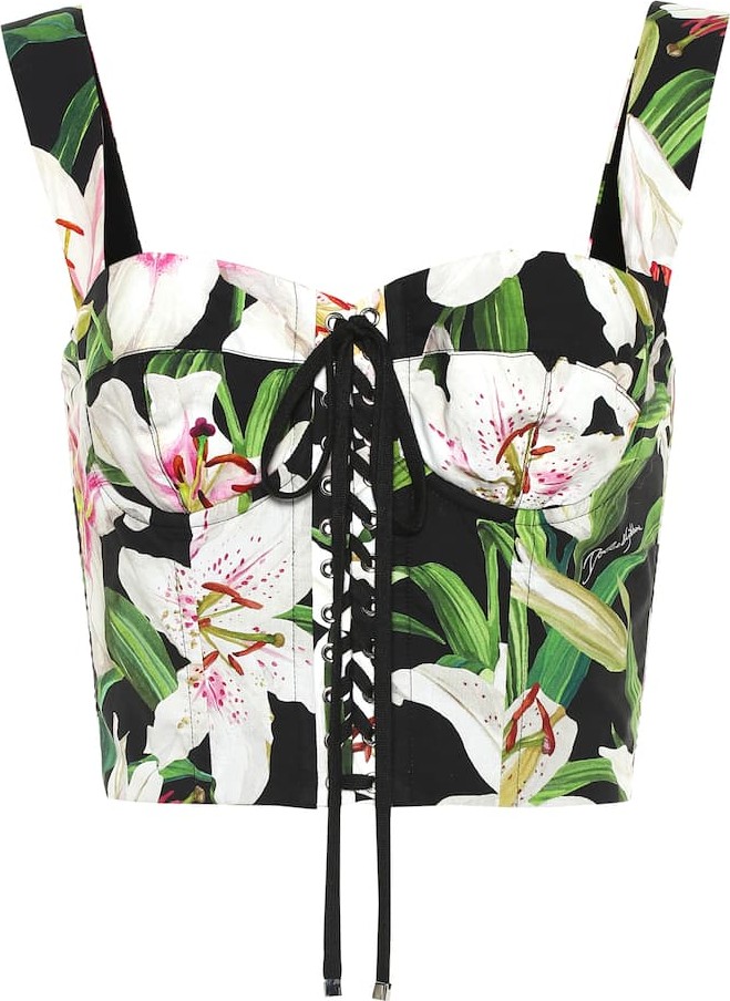 Dolce & Gabbana Floral cotton blend corset top