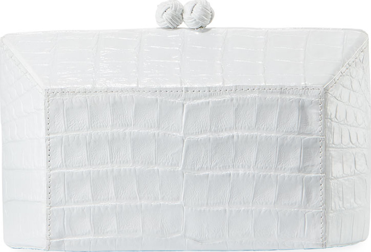 Nancy Gonzalez Gramercy Faceted Crocodile Minaudiere Clutch Bag