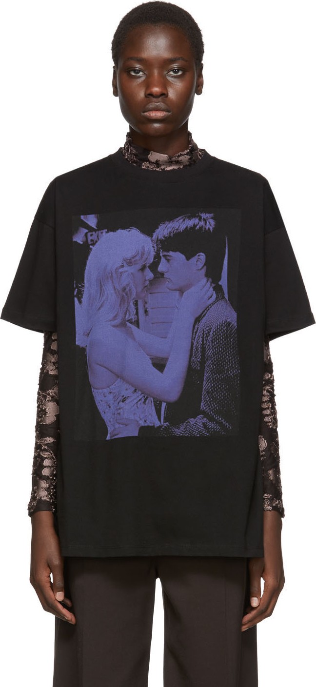 Raf Simons Black Blue Velvet T-Shirt