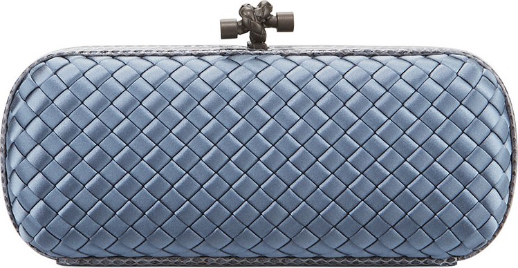 Bottega Veneta Satin-Snakeskin Stretch Knot Clutch Bag