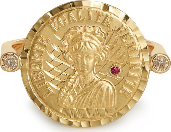 Anissa Kermiche Louise D’Or 18kt gold diamond and ruby ring