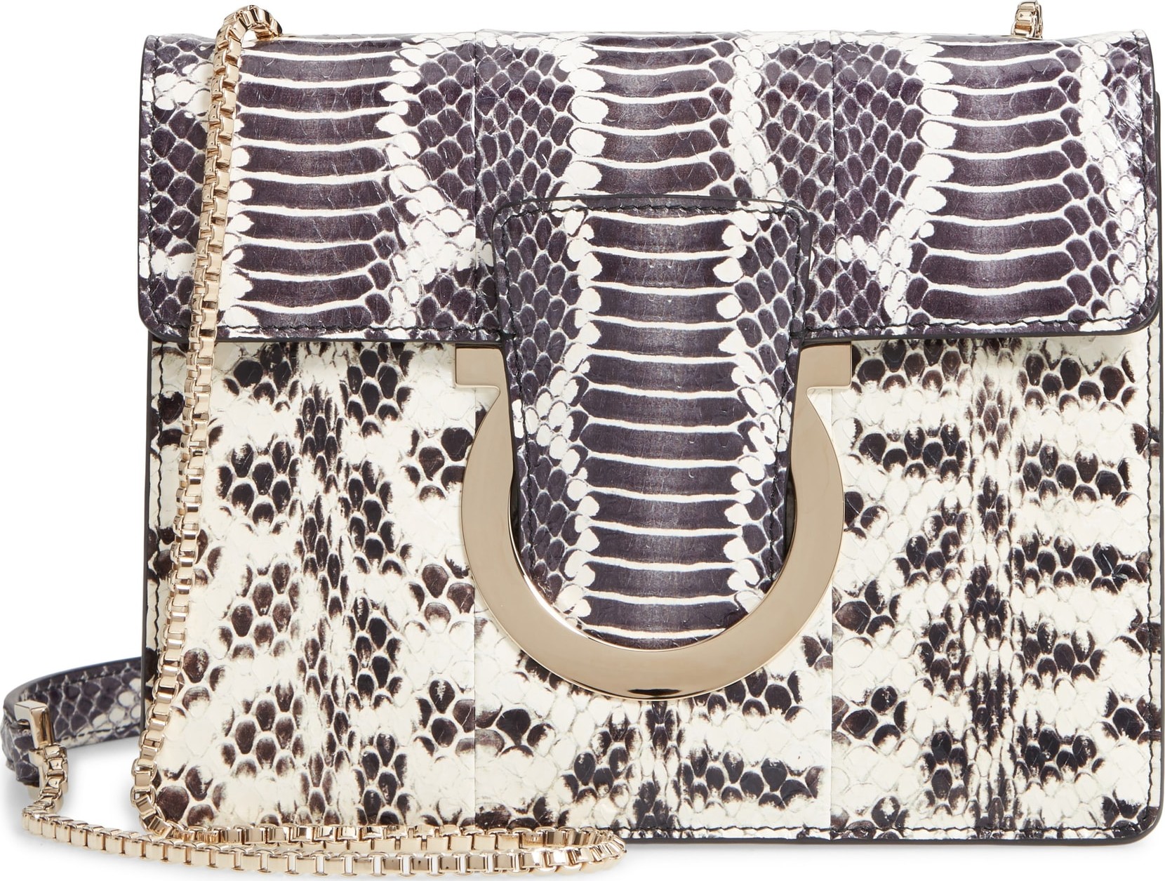 Salvatore Ferragamo Small Thalia Leather & Genuine Snakeskin Shoulder Bag