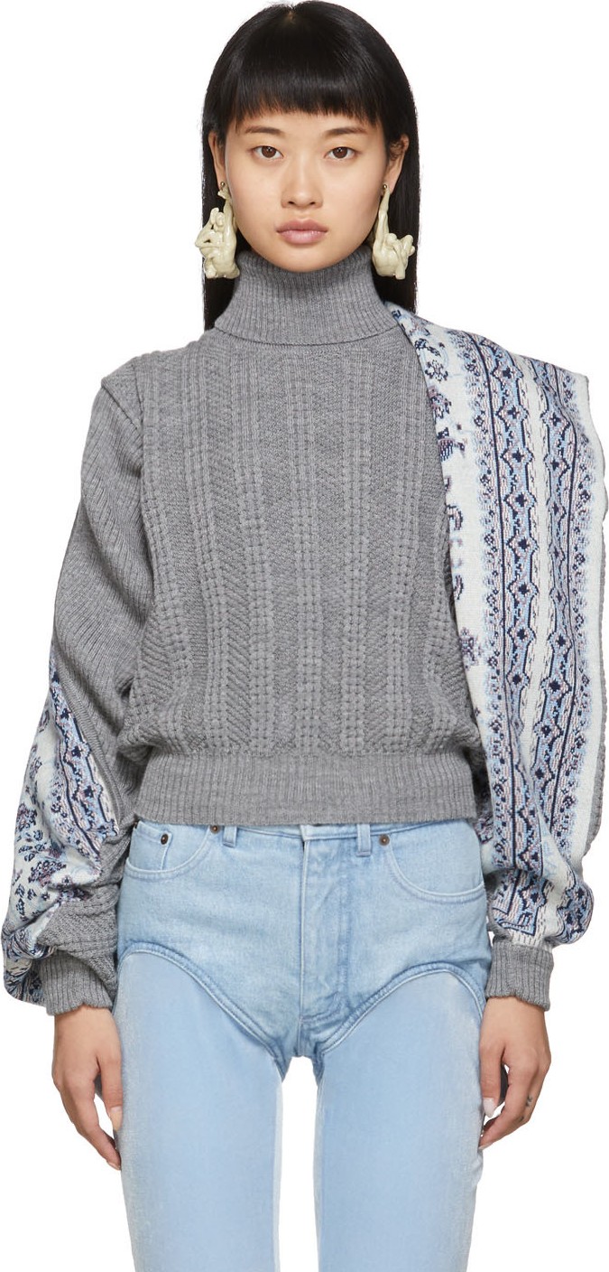 Y/Project Grey Scarf Wing Turtleneck