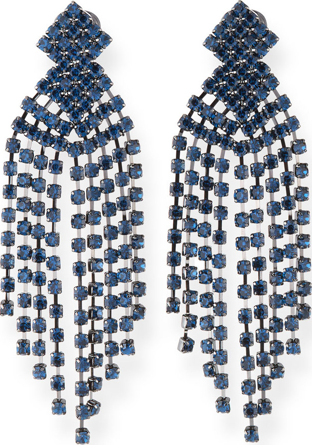 Kenneth Jay Lane Montana Sapphire Waterfall Clip-On Earrings