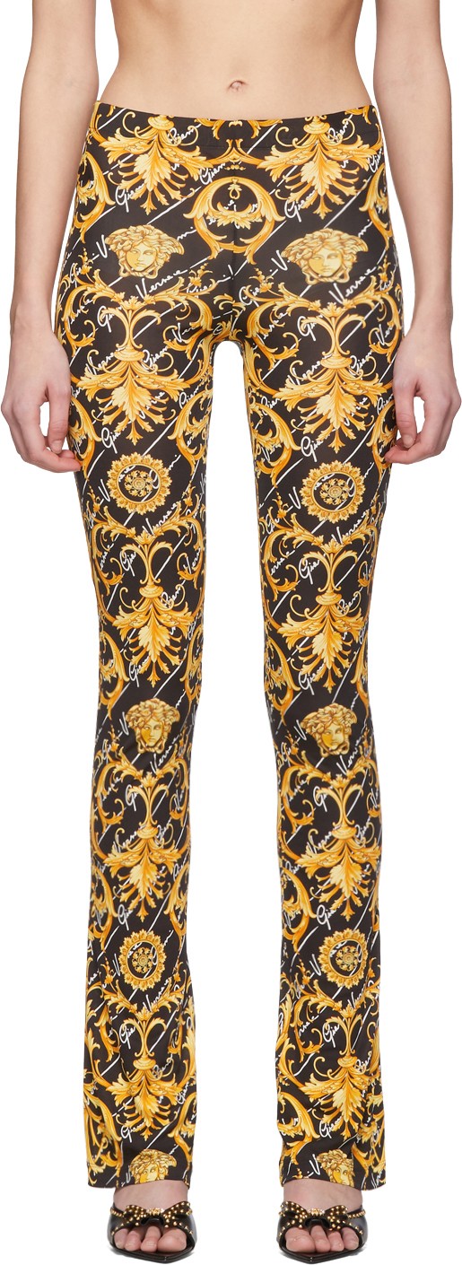 Versace Black Gianni Signature Barocco Leggings