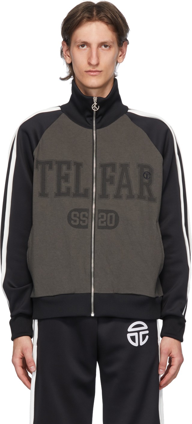 Telfar Black & Grey Raglan Track Jacket