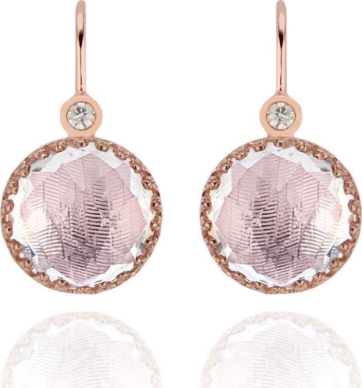 Larkspur & Hawk Olivia Diamond & Drop Earrings in Rose Gold Wash with Ballet Foil