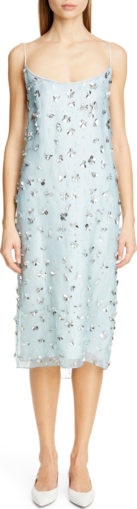 Mansur Gavriel Embellished Silk Slipdress