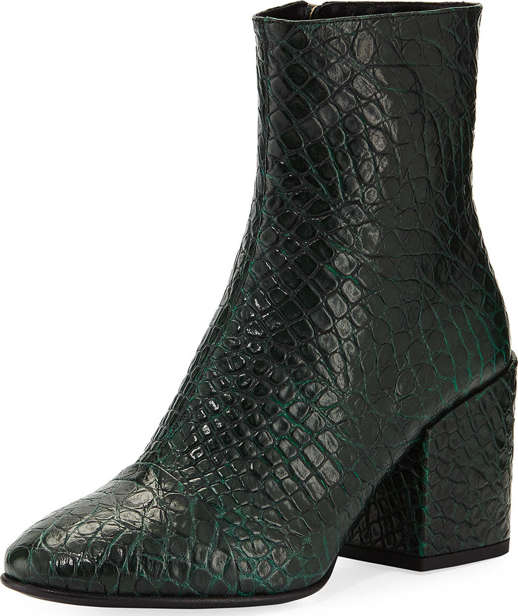 Dries Van Noten Embossed Leather Ankle Bootie