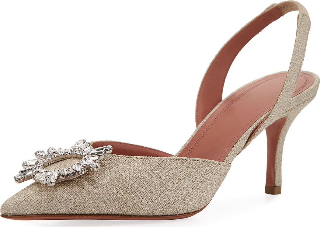 Amina Muaddi Begum Embellished Linen Sandals