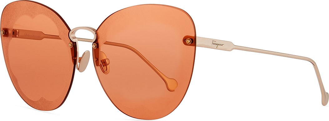 Salvatore Ferragamo Fiore Rimless Cat-Eye Sunglasses