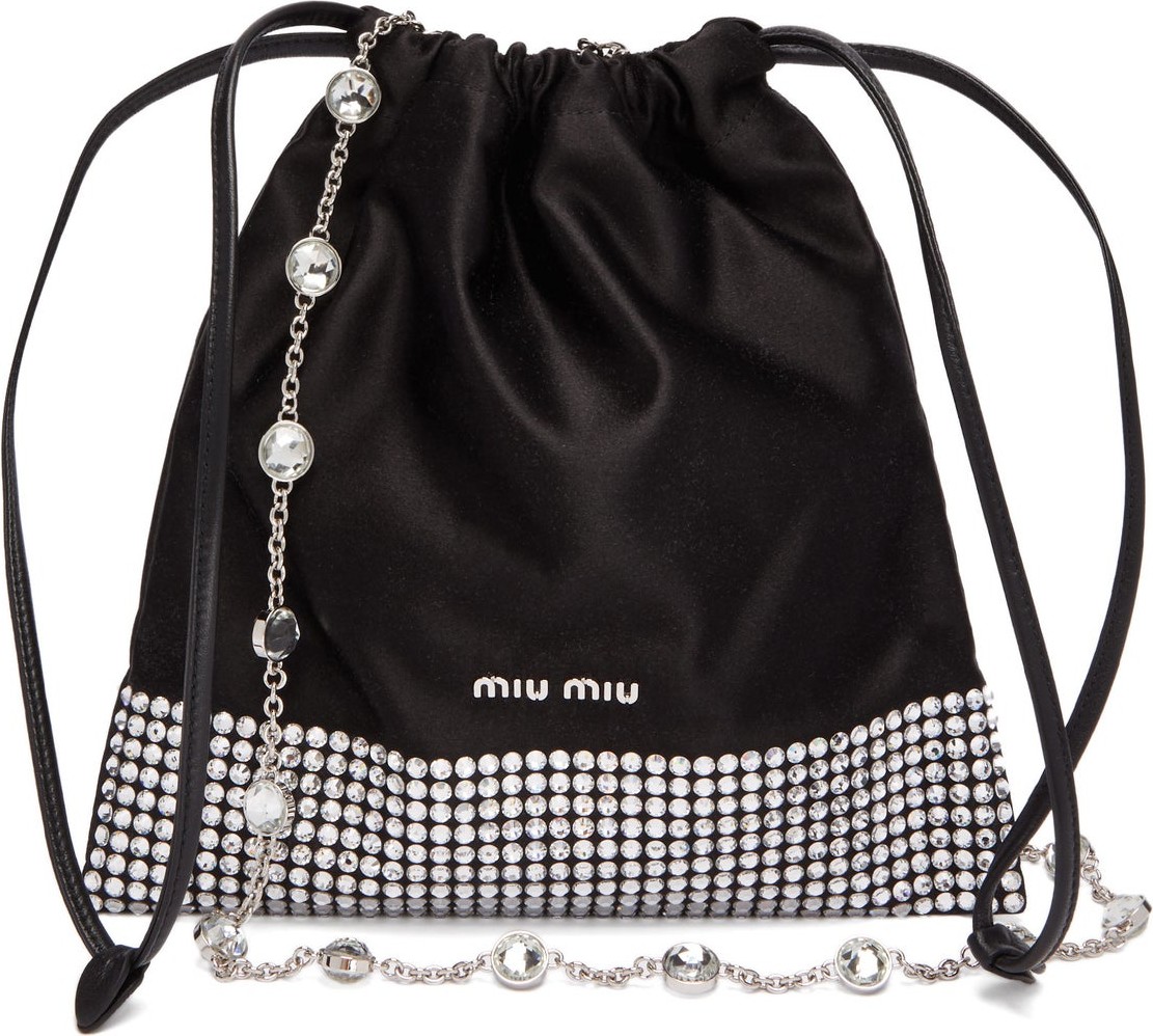 Miu Miu Crystal-embellished satin cross-body bag
