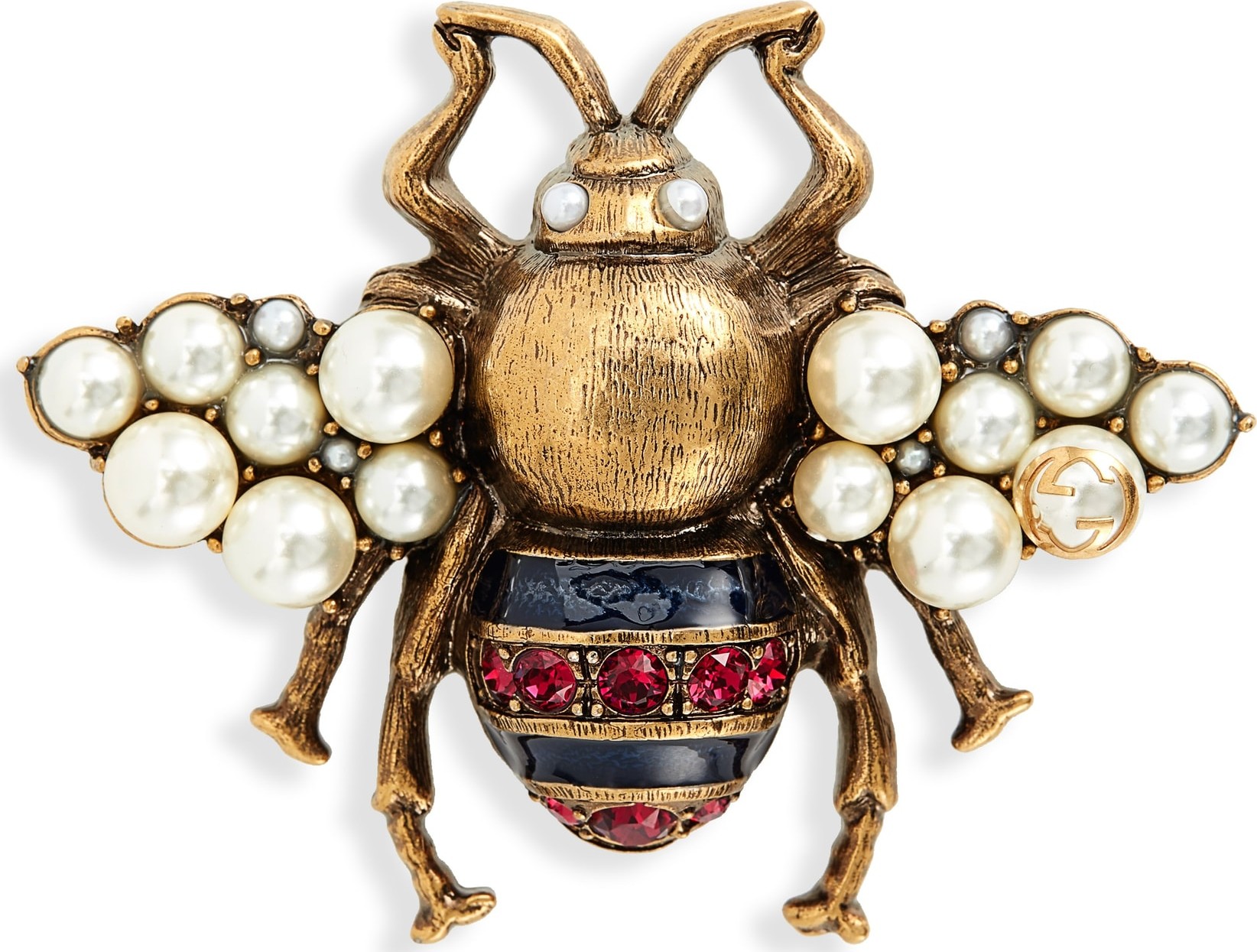 Gucci Imitation Pearl & Crystal Bee Brooch