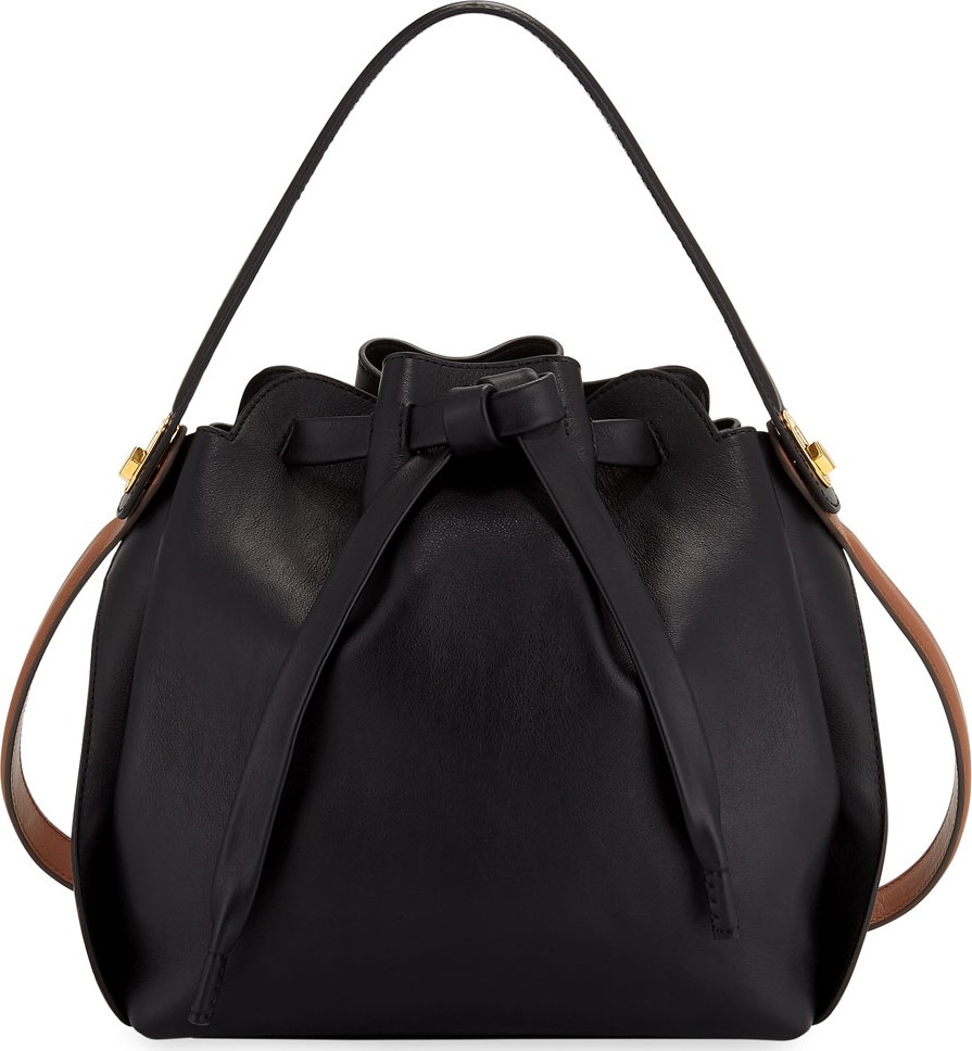 Anya Hindmarch Shoelace Drawstring Small Bucket Bag, Black
