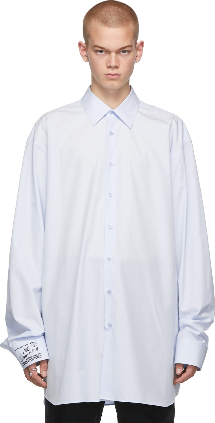 Raf Simons Blue 'Burning' Big Fit Shirt