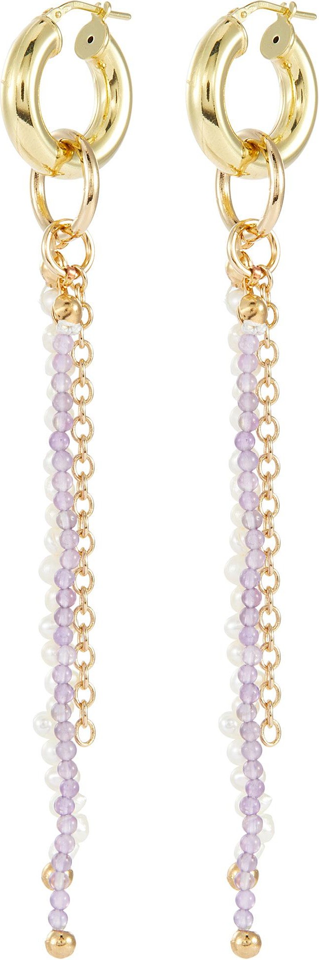 Gaviria Island Disco agate river pearl 18k gold plated silver drop earrings