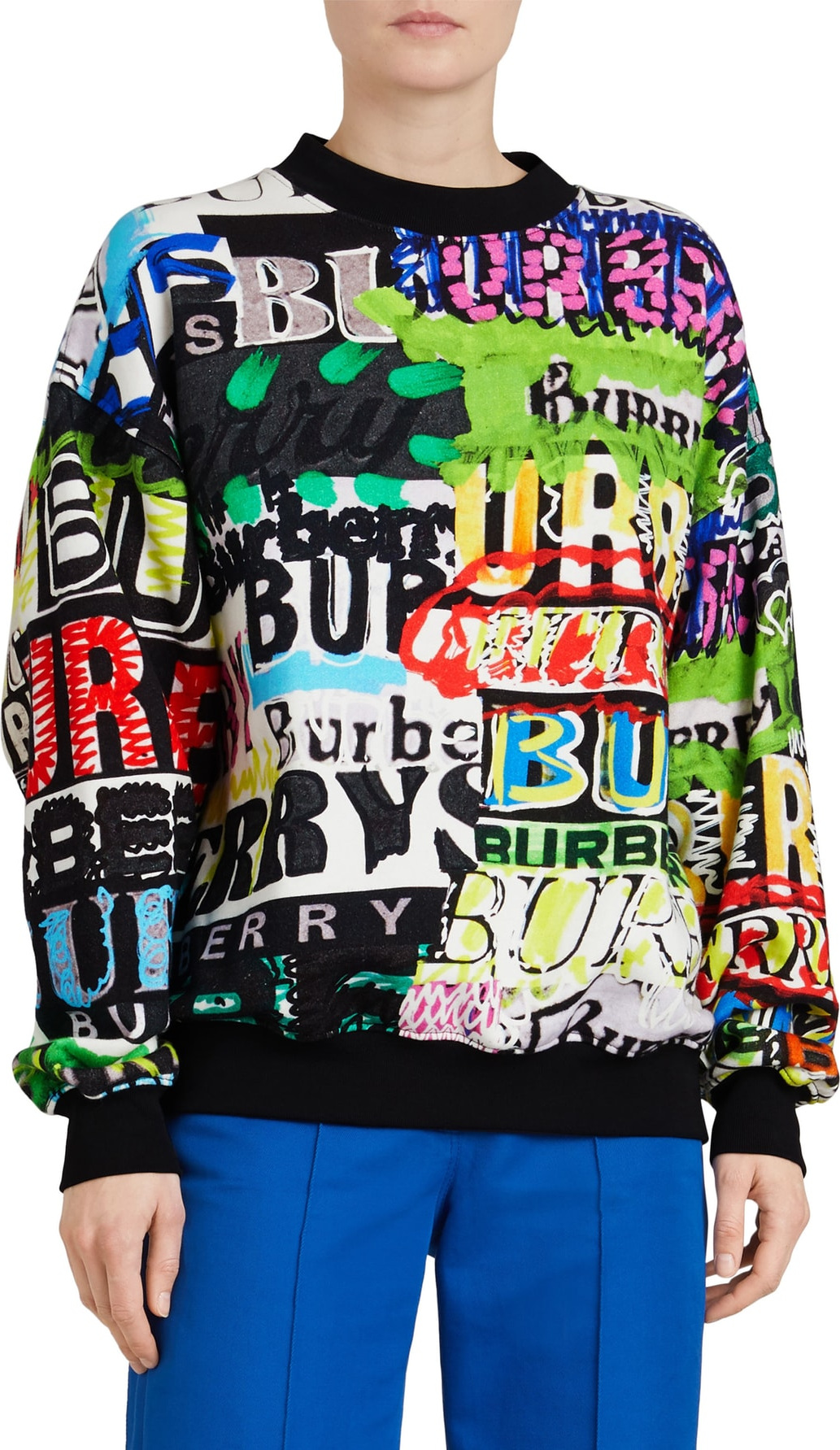 Burberry London England Aner Graffiti Logo Cotton Jersey Sweatshirt