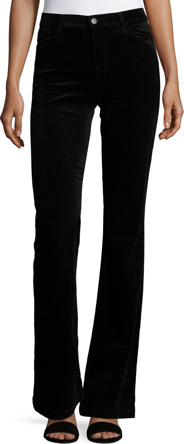 J BRAND Maria Flare Velvet Pants, Black