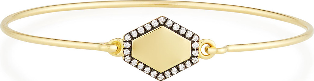 Jemma Wynne Personalized Prive Hexagon Bangle with Diamonds in 18K Gold