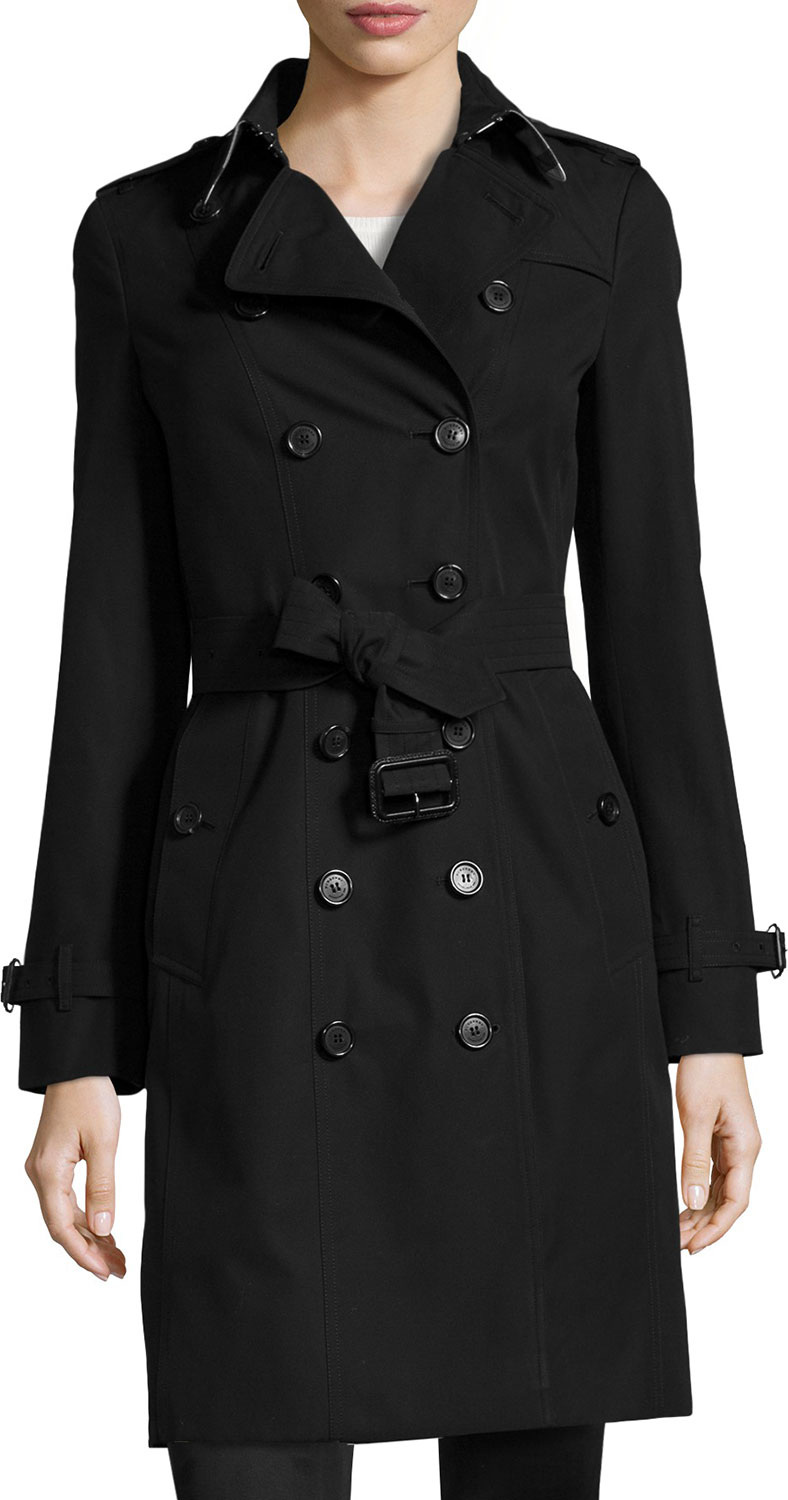 Burberry London England Sandringham Long Slim Trenchcoat, Black