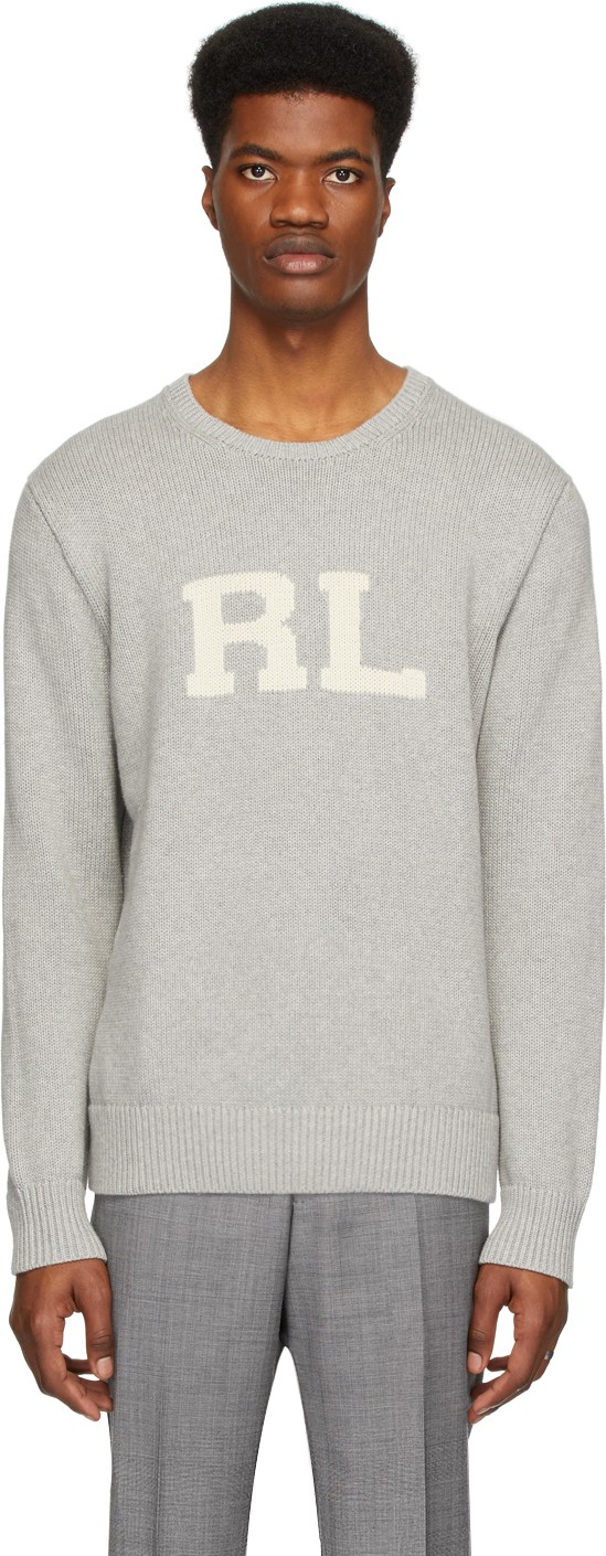 Polo Ralph Lauren Grey 'RL' Crewneck Sweater