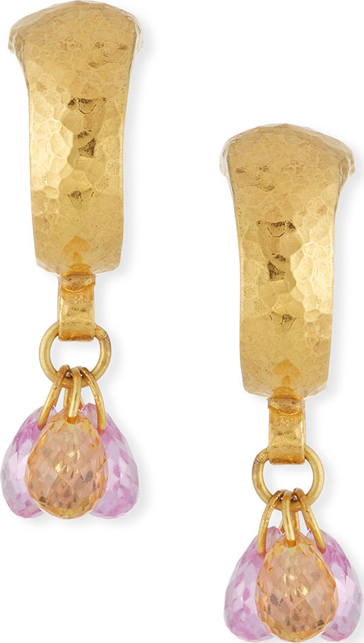 GURHAN Delicate Dew Drop Earrings w/ Pink/Yellow Fancy Sapphires