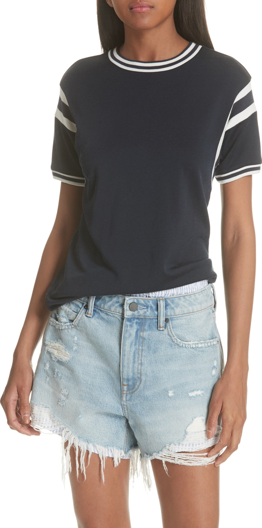 T By Alexander Wang Stripe Trim Top