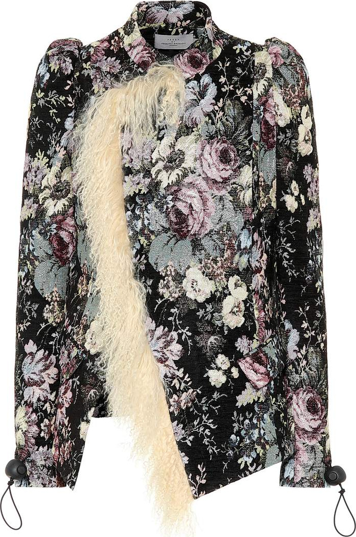 Preen Yulia fur-trimmed brocade jacket