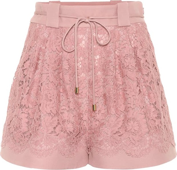 Valentino Wool and silk-blend lace shorts