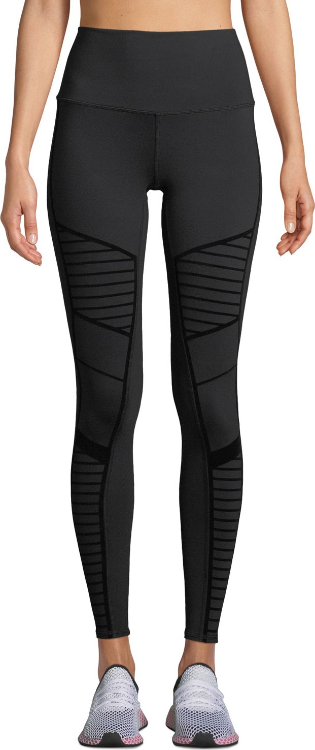 Alo Yoga Flocked High-Waist Moto Leggings