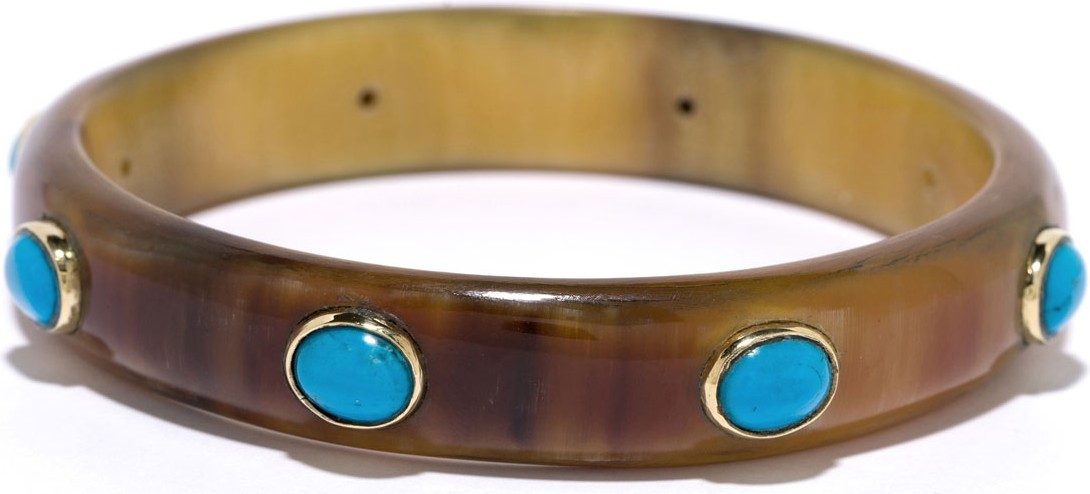 Ashley Pittman Narrow Horn & Turquoise Bangle