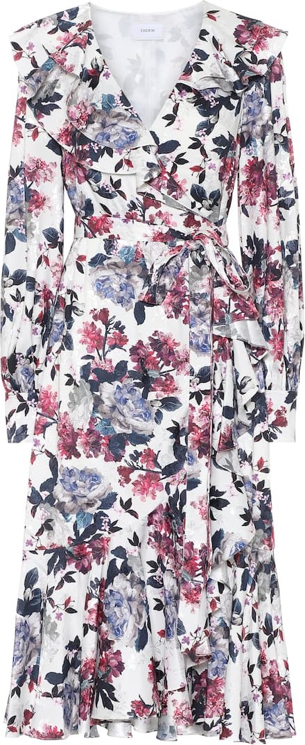 Erdem Jerridine satin-jacquard wrap dress