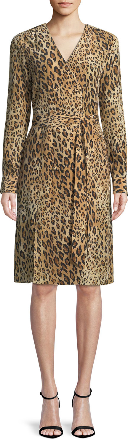 FRAME DENIM Sgt. Pepper Leopard-Print Silk Dress