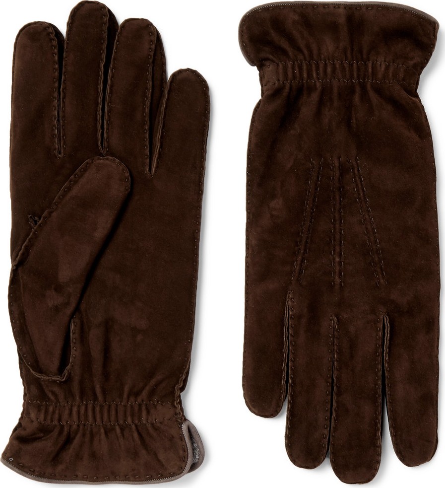 Brunello Cucinelli Wool-Lined Suede Gloves