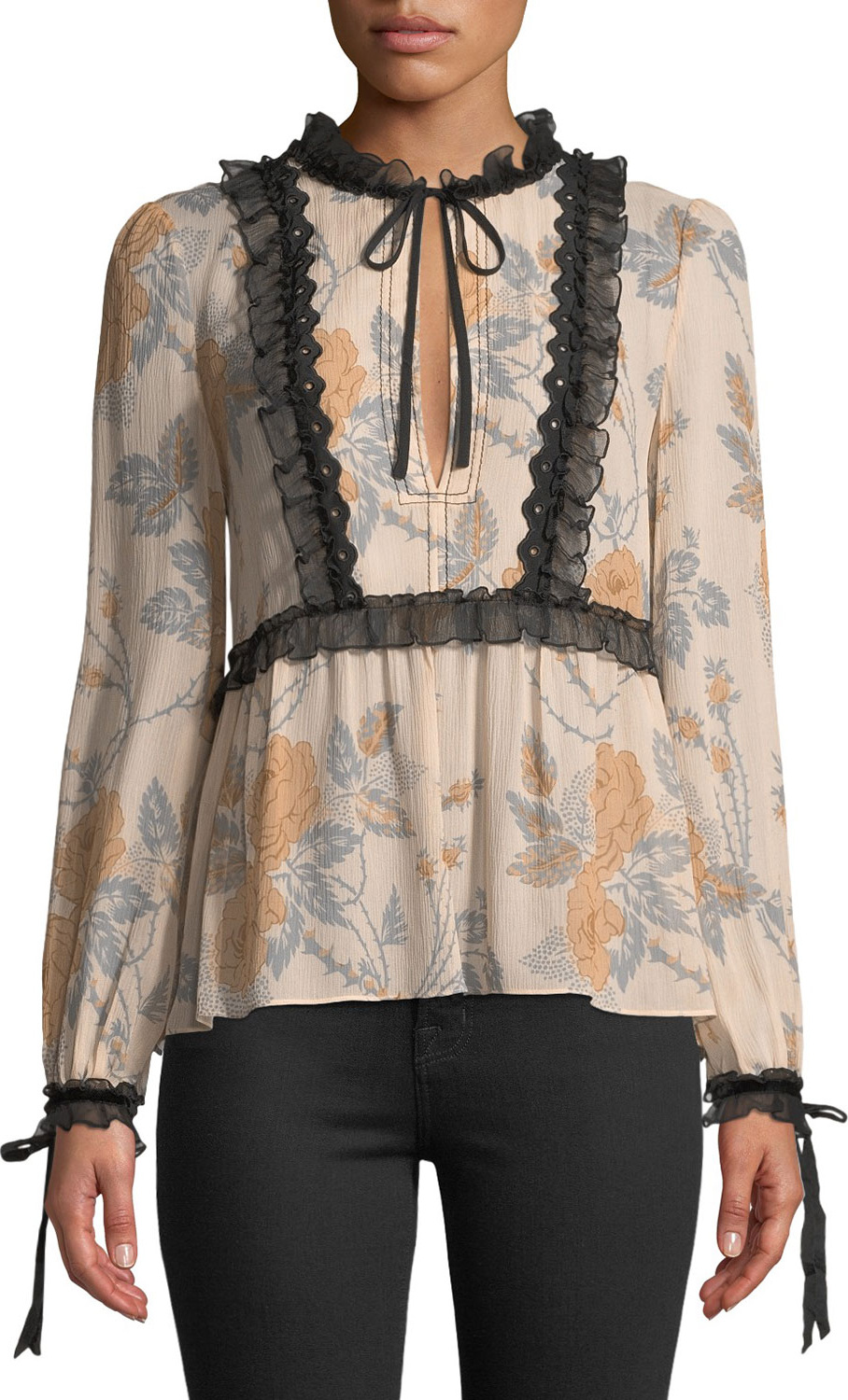 COACH Rose Print Silk Top