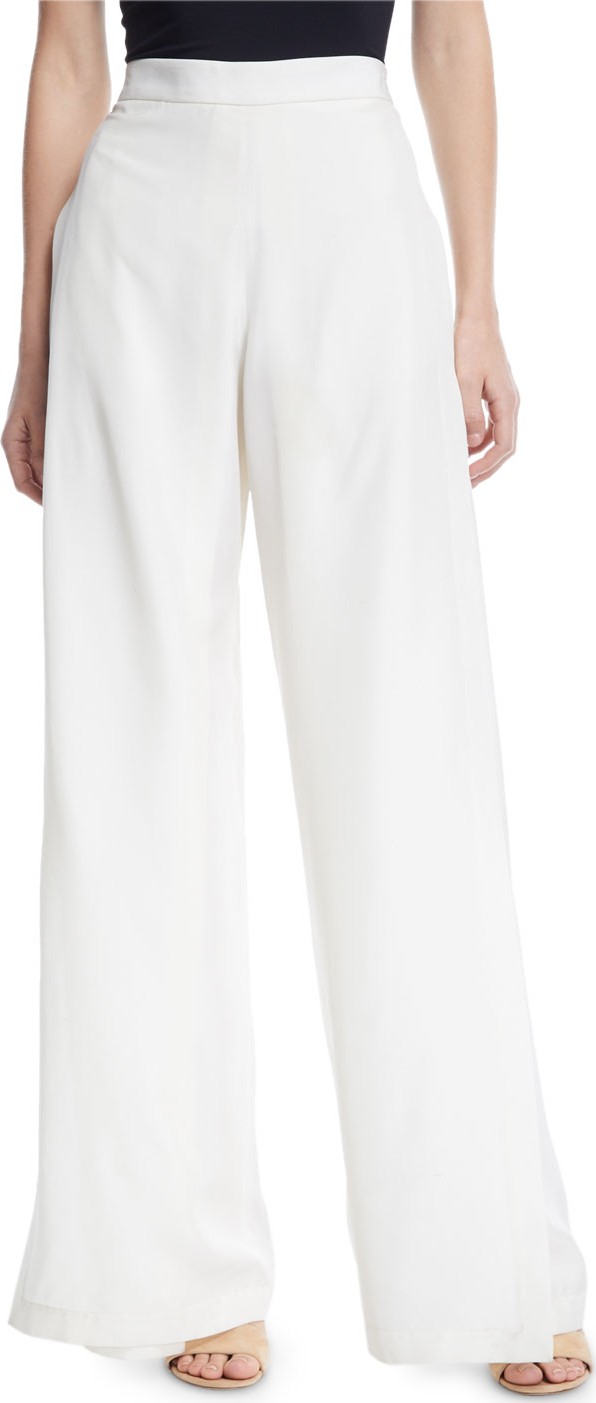 Rosetta Getty Wide-Leg Wrap Fluid Shantung Pants