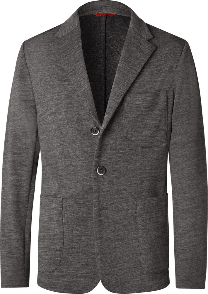 Barena Grey Unstructured Mélange Wool-Blend Jersey Blazer