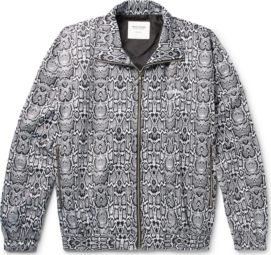 Noon Goons Logo-Embroidered Snake-Print Shell Track Jacket